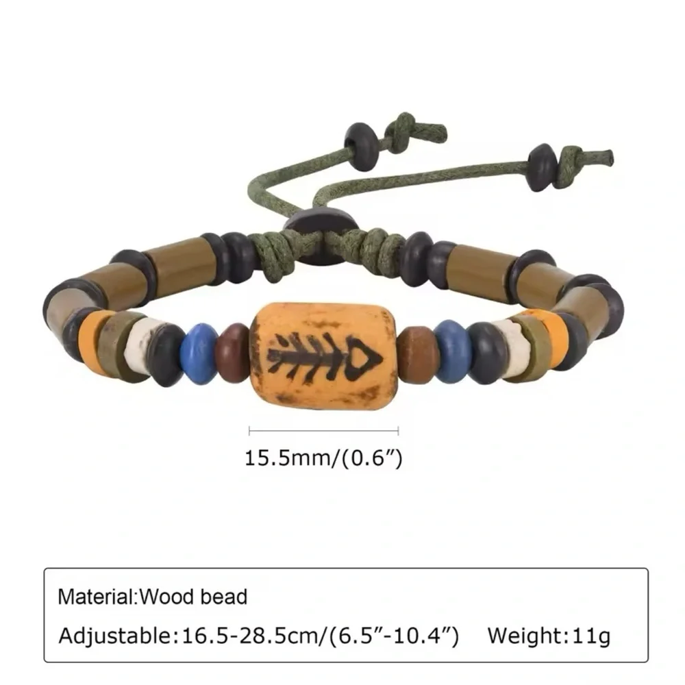 Fish Bone Beads Men Women Bracelet